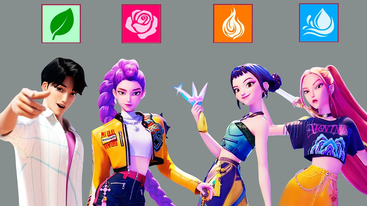 Elemental kpop demon hunters - Rumi, Mira & Zoey Transform Into Water, Fire, Flower & Tree Queens