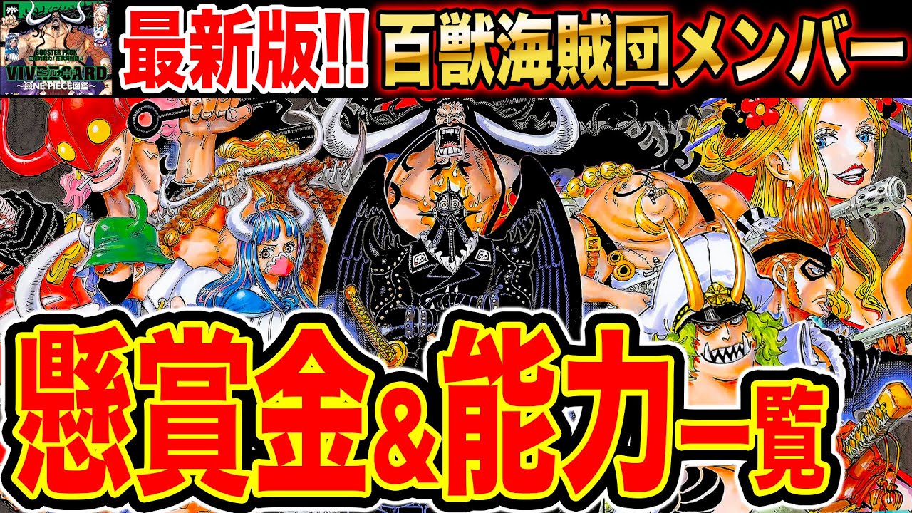 最新ビブルカード 最新版 百獣海賊団 懸賞金 能力まとめ 総督 大看板 飛び六胞 真打ち 情報屋まで全員紹介 元百獣海賊団だったあの人物も ワンピース ネタバレ One Piece Youtube
