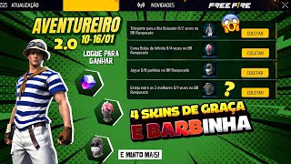 CORREE!! AVENTUREIRO 2.0 DE GRAÇA? PEGUE A BARBINHA, 2° CUBO MÁGICO E PÉ DO SAITAMA - FREE FIRE