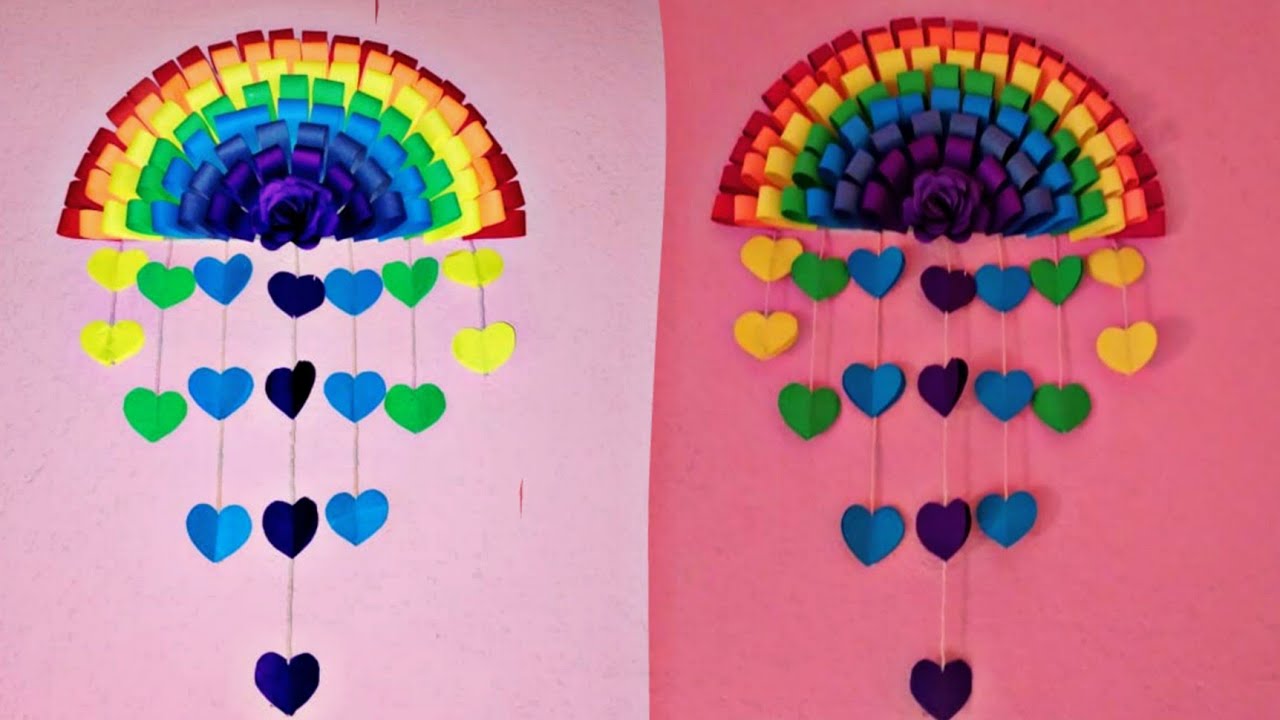 How to make a Very Easy Paper Flower Wall Hanging handmade at Home