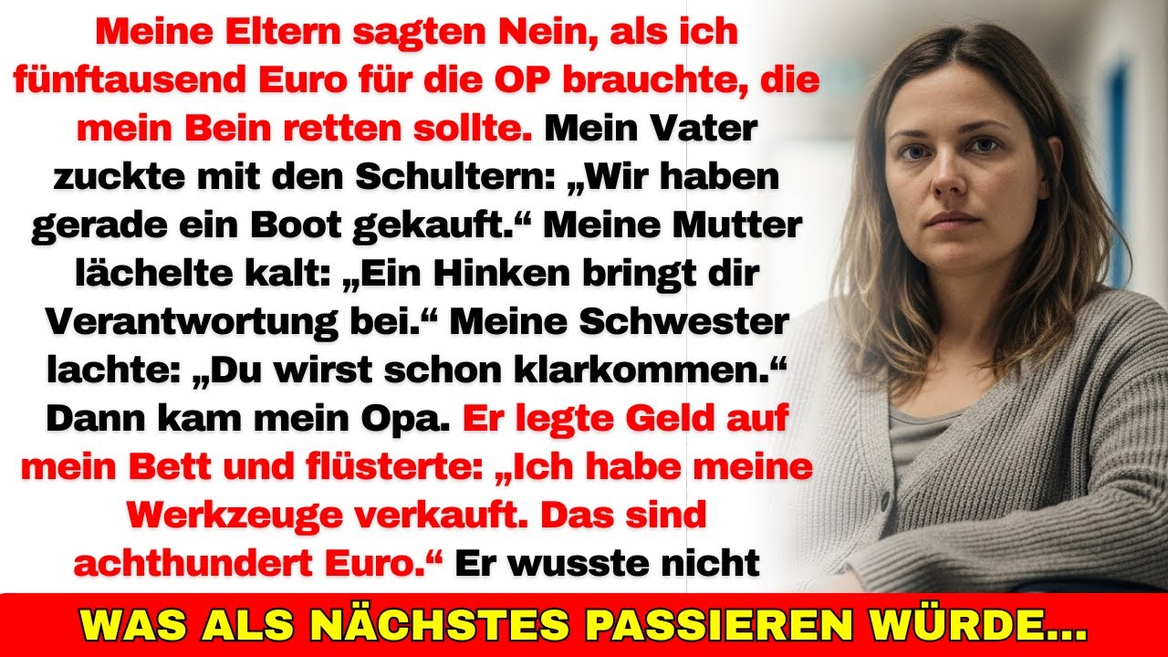 Meine reichen Eltern verweigerten 5.000€ für meine OP—da gab mir mein armer Opa alles. Also…