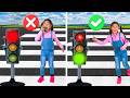 The Broken Traffic Light Challenge! Maddie and Kaden's 4-Way Stop Race