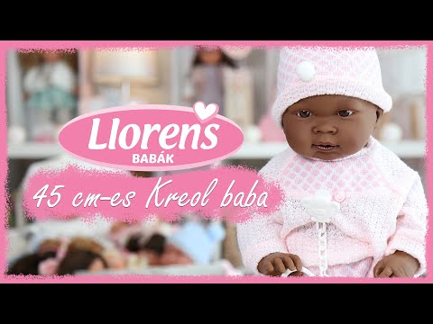 Kreol csecsemő baba rózsaszín ruhában 45cm video