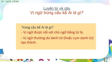 Lớp 4 - Tuần 24: Vị ngữ trong câu kể Ai là gì?