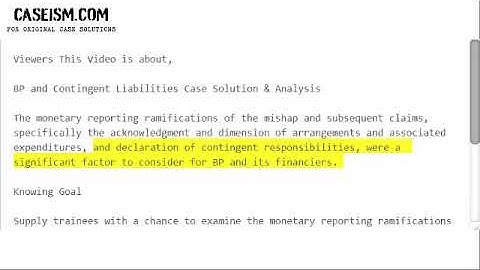BP and Contingent Liabilities Case Solution & Analysis- Caseism.com