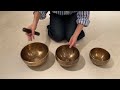 新・鍛造スペシャル・シンギングボウル３点セット（小・小中・中）『サンクチュアリ-聖域-』浄化・瞑想・ヨガ・ヒーリング・マインドフルネス｜amanamana アマナマナ