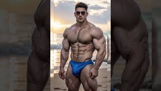 [4K Ai art] Handsome Bodybuilder Boy- Anse Source d'Argent Inspired Photoshoot- Men Ai Lookbook