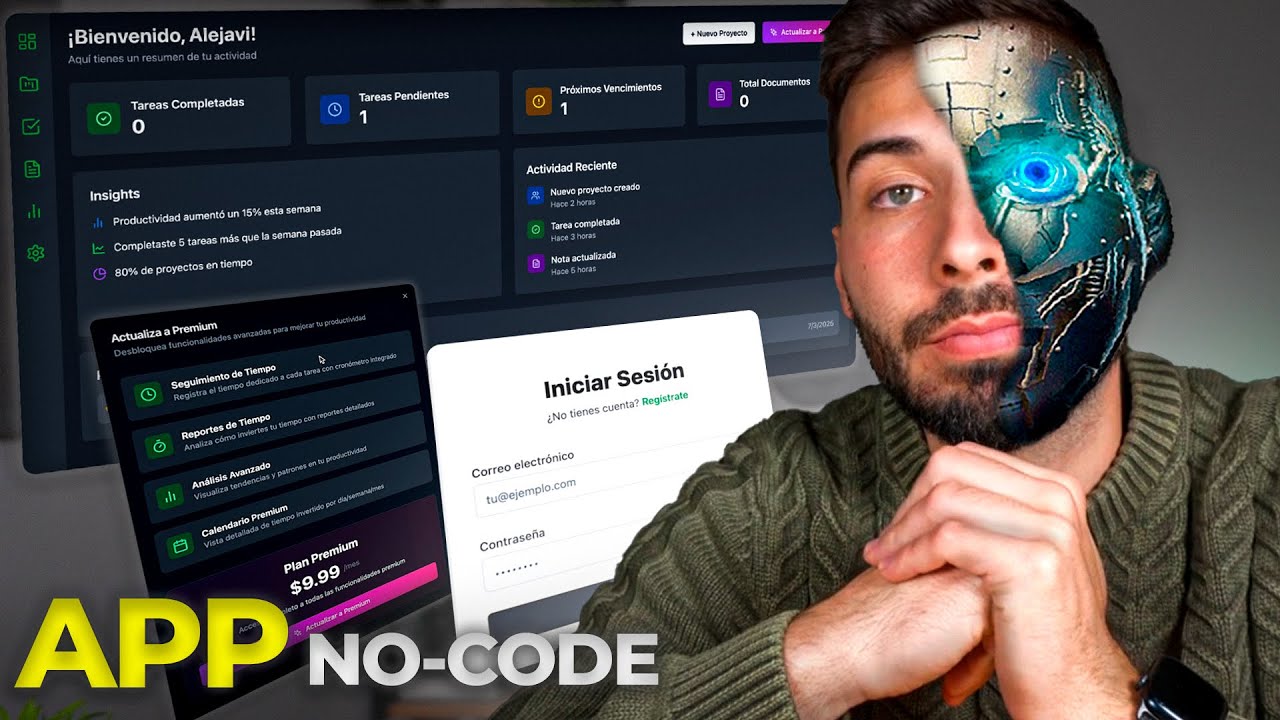 BRUTAL! APPs Completas No-Code por IA 💵 Tutorial FÁCIL creando Backend, Login, Pagos, …