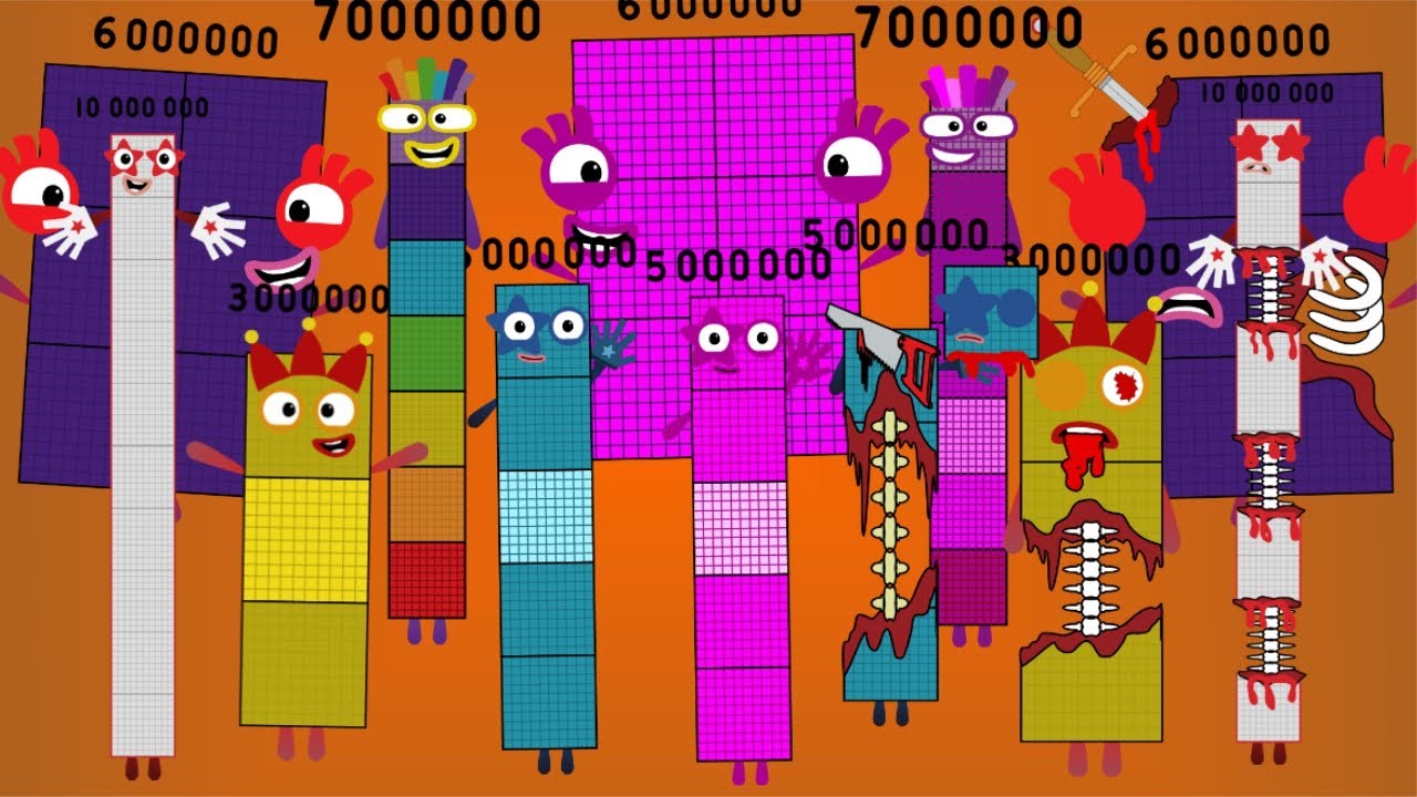 Normal vs PinkGirl vs Zombie: Jolly Numberblocks Band (1M-10M