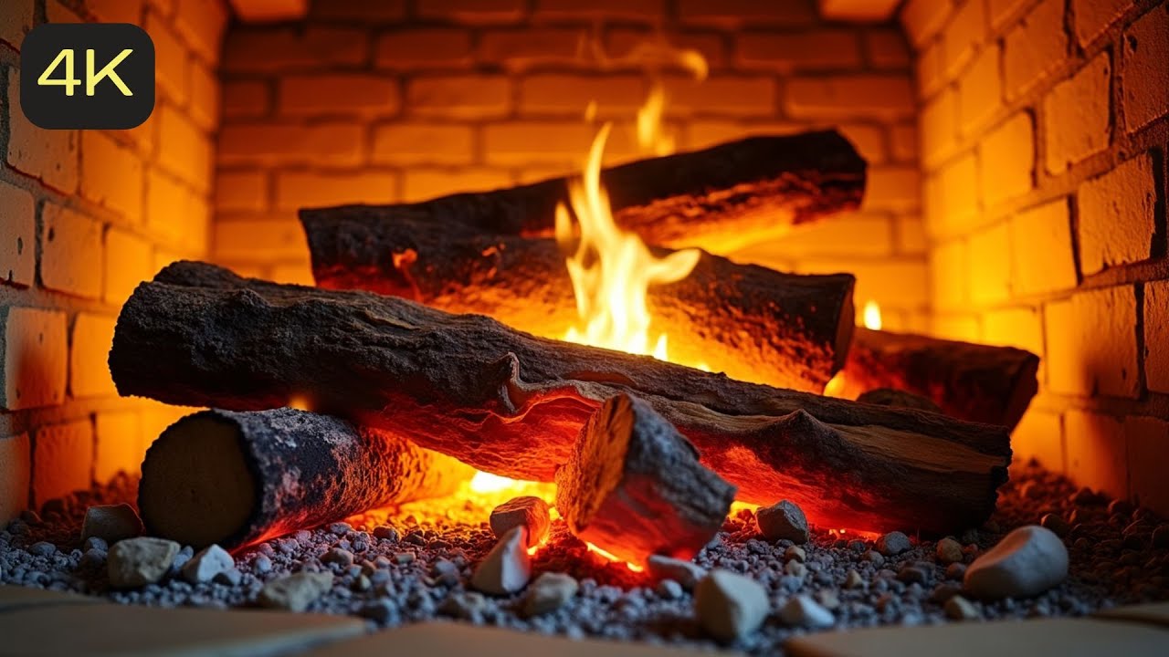 Relaxing Fireplace 4K. Frame TV Art. Cracking and Burning Fire. Christmas Cozy Fireplace (No music)