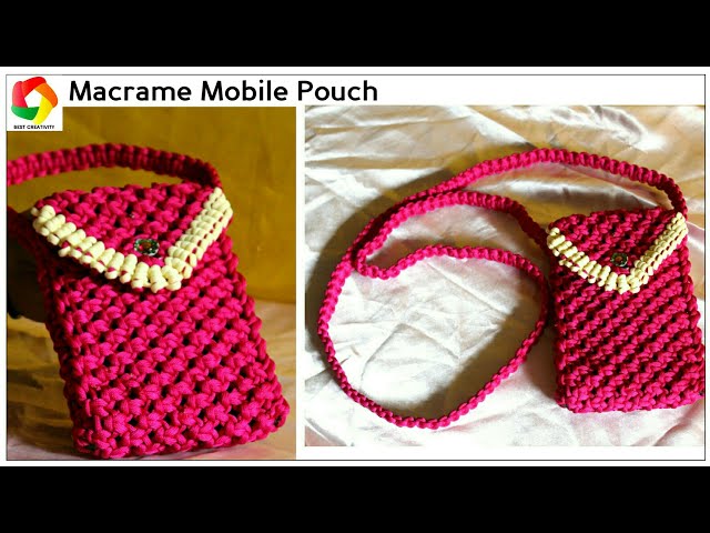 Violet macrame sling bag for mobile