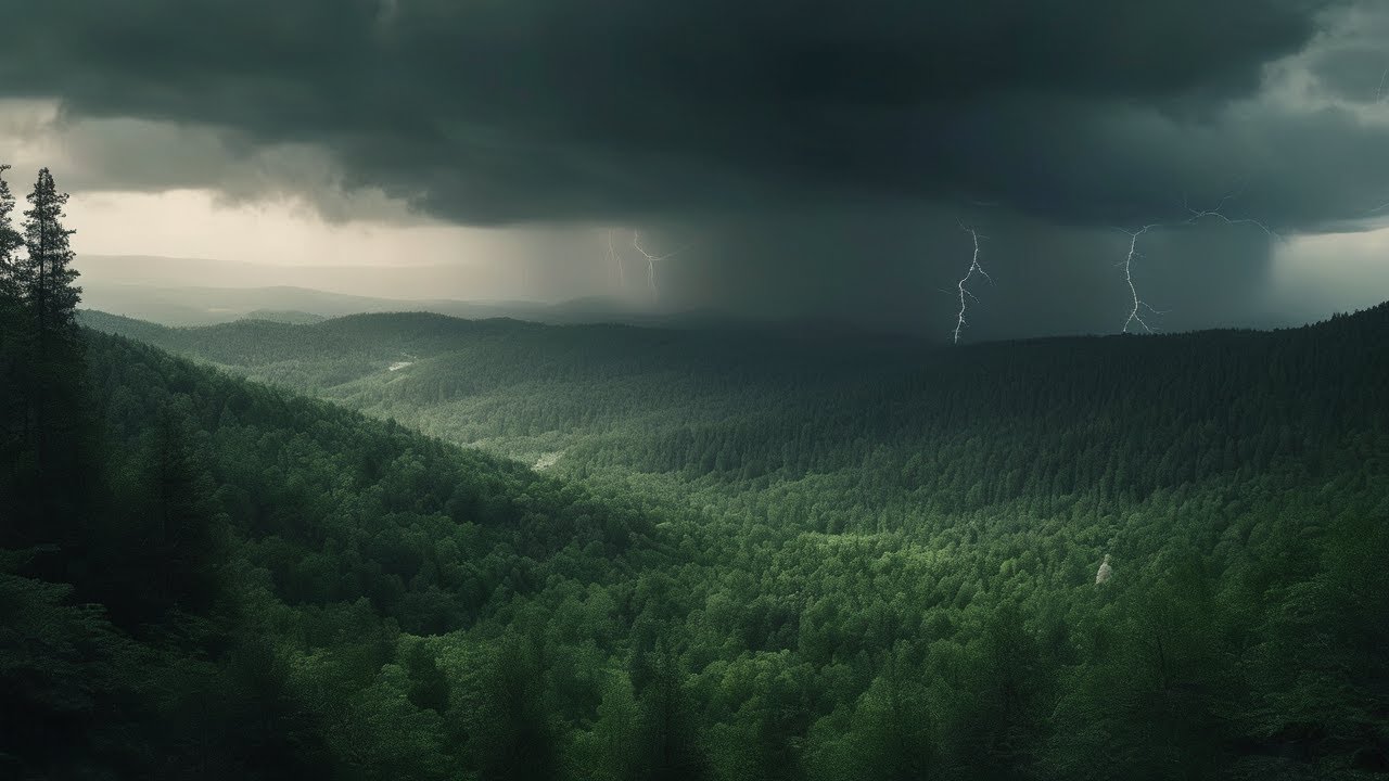 The sound of rain and thunder poured down on the great temple | Rain ...