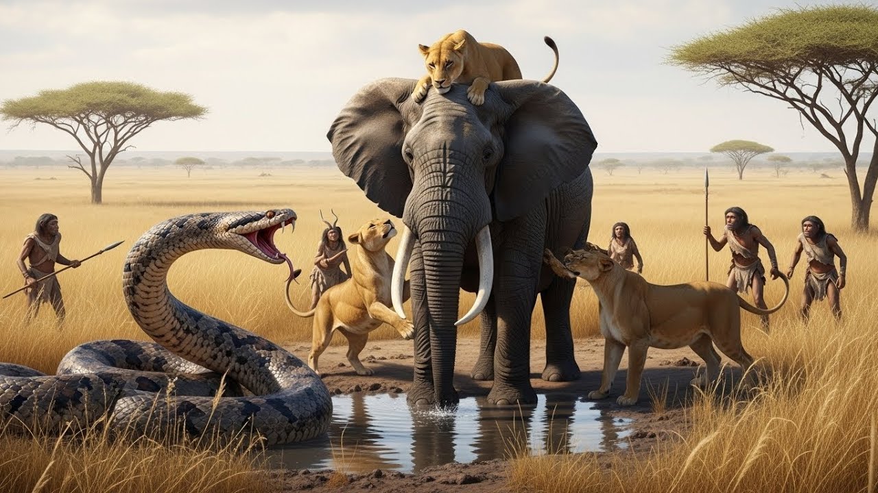 Witness Life 6.5 Million Years Ago | Humans Trapped Between Lions, Snakes, and Rampaging Elephant