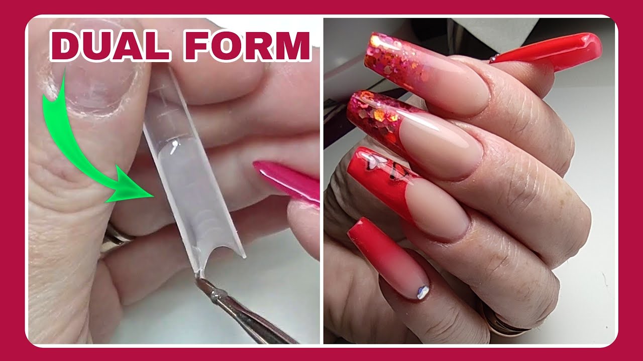 COFFIN NAILS CON DUAL FORM SQUARE, GLITTEROZZI, RICOSTRUZIONE UNGHIE DUAL  FORM