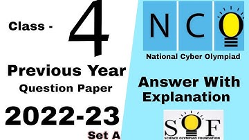 Class 4 NCO previous year question paper 2022-23 / National Cyber Olympiad Class 4 / NCO grade 4