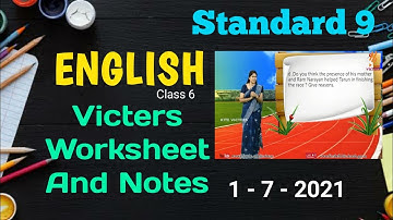 Victers std 9 English | Class 6 | Worksheet and notes |Kite Victers English std 9 worksheet #class_6