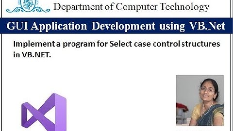 Implement a program for Select case control structures in VB.NET.