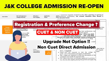 J&K Colleges Admission ReOpen 2025 | Registration | Preference Change | Direct Admission Update 