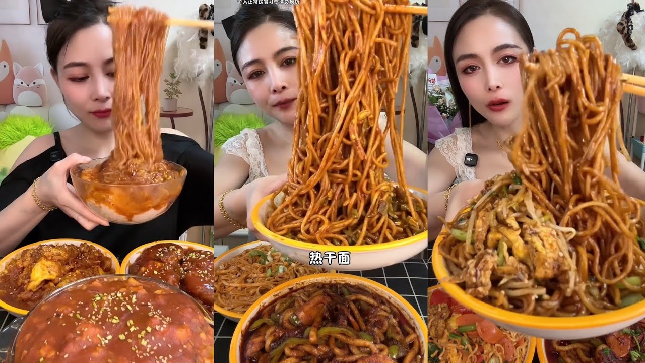 Mukbang : Eating Spicy Noodles 🍜🍜 fire Noodles 🍜 with Hotdogs 🍳 egg #eatingshow #foodie #delicious 
