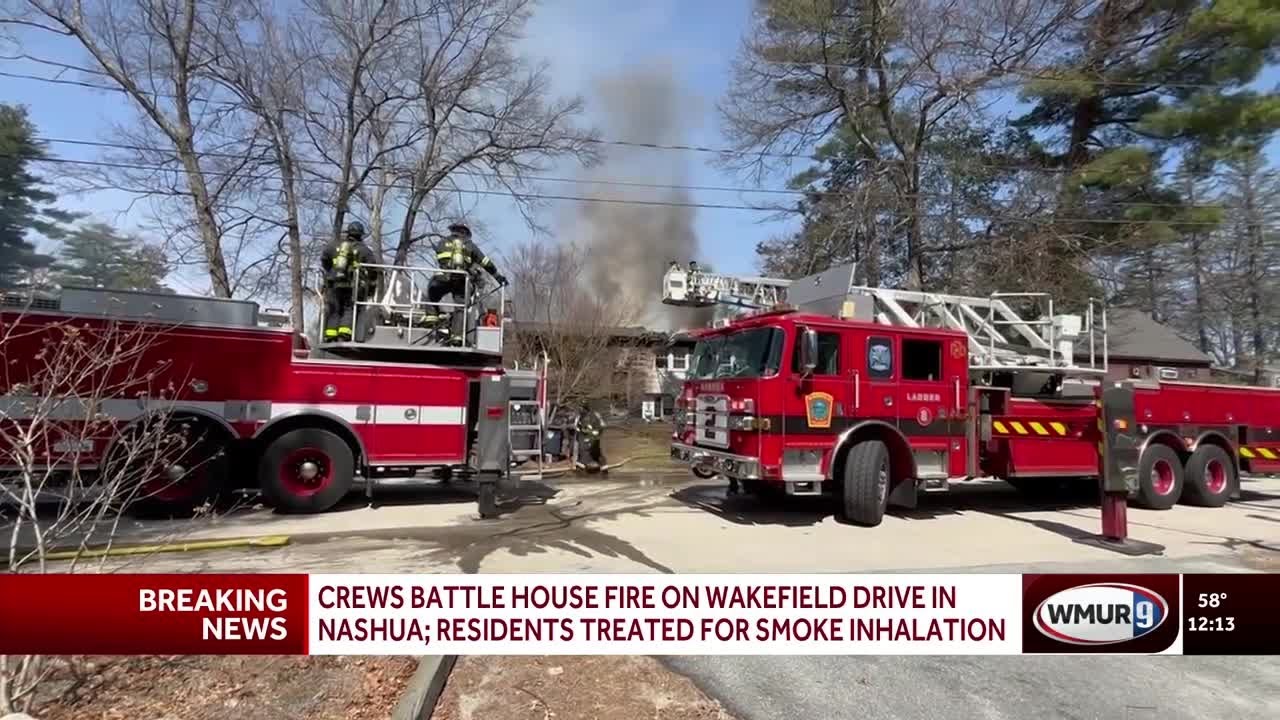 Crews battle house fire on Wakefield Drive in Nashua - YouTube