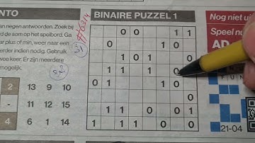 (#6314) Friday. Binary01 Sudoku puzzle. Bonus Extra edition. 04-21-2023 Extra part 3 of 4