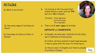 What Is an Article | Italian Grammar Fundamentals: Unit 2 - Module 2.3 - Lesson 1