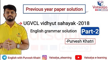 UGVCL previous year paper solution II UGVCL-2018 Vidhyut Sahayak IIEnglish II Part-2