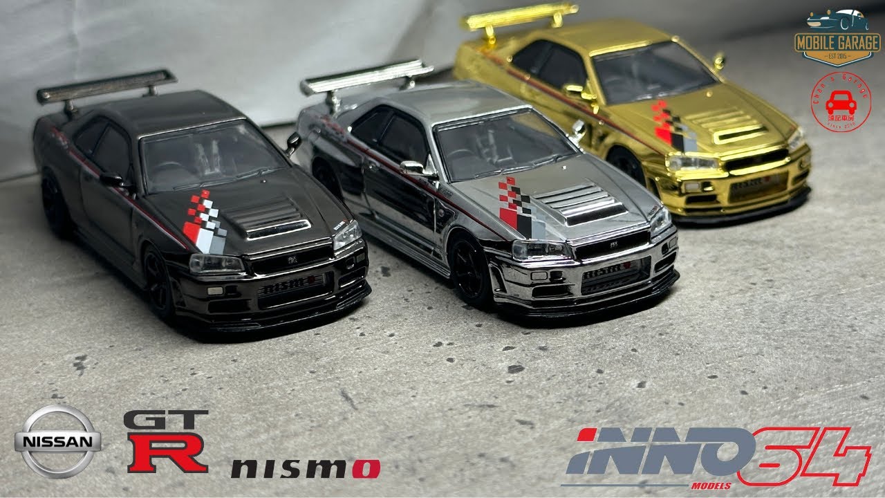 Inno64 Hobby Expo China 2023 Event Edition Nissan Skyline GT-R R34 R-TUNE  Black Gold Silver Chrome 