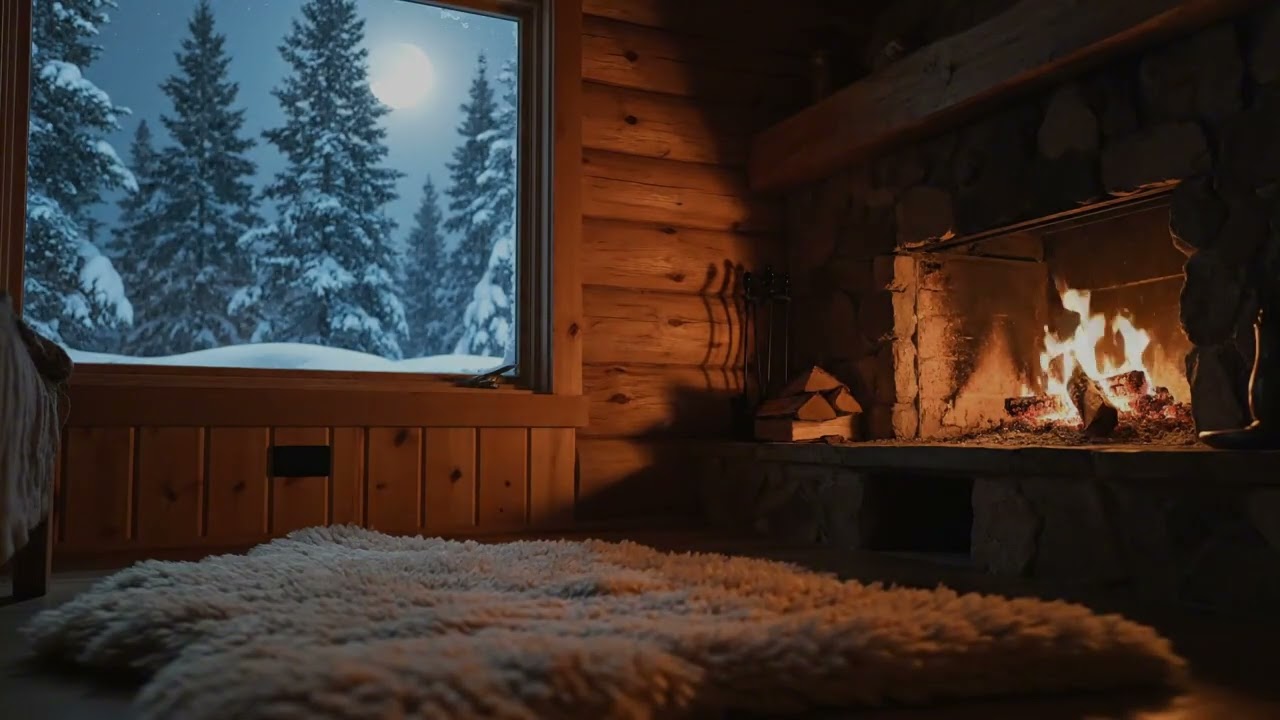 Fireplace Ambience on a Cozy Winter Night for Deep Rest and Relax