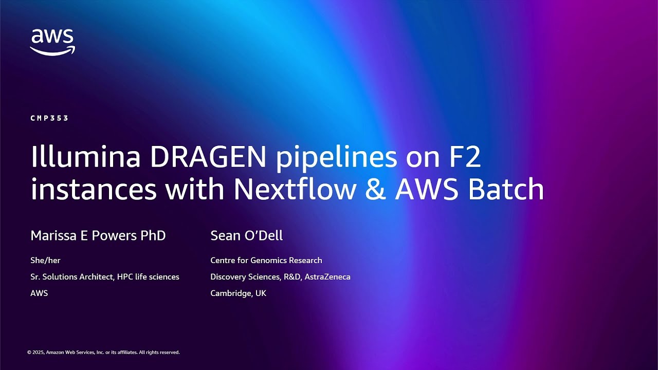 AWS re:Invent 2025 - Illumina DRAGEN pipelines on F2 instances with Nextflow & AWS Batch (CMP353)