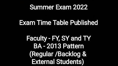 FY, SY and TY BA - 2013 Pattern Exam Time Table Published