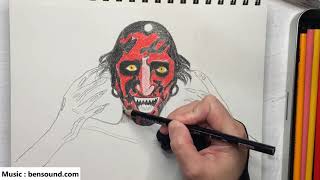 LIPSTICK FACE - DEMON FROM INSIDIOUS -- PRISMACOLOR -- FAST SKETCH