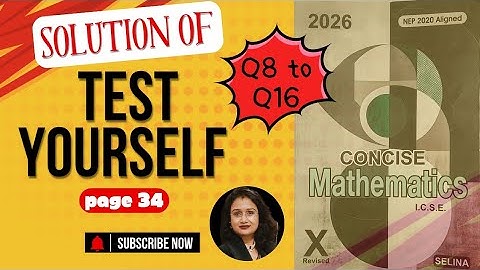 Concise Maths Solution | Test Yourself |Share and Dividend | page34| Q8 to Q16 | ICSE Class 10| 2026