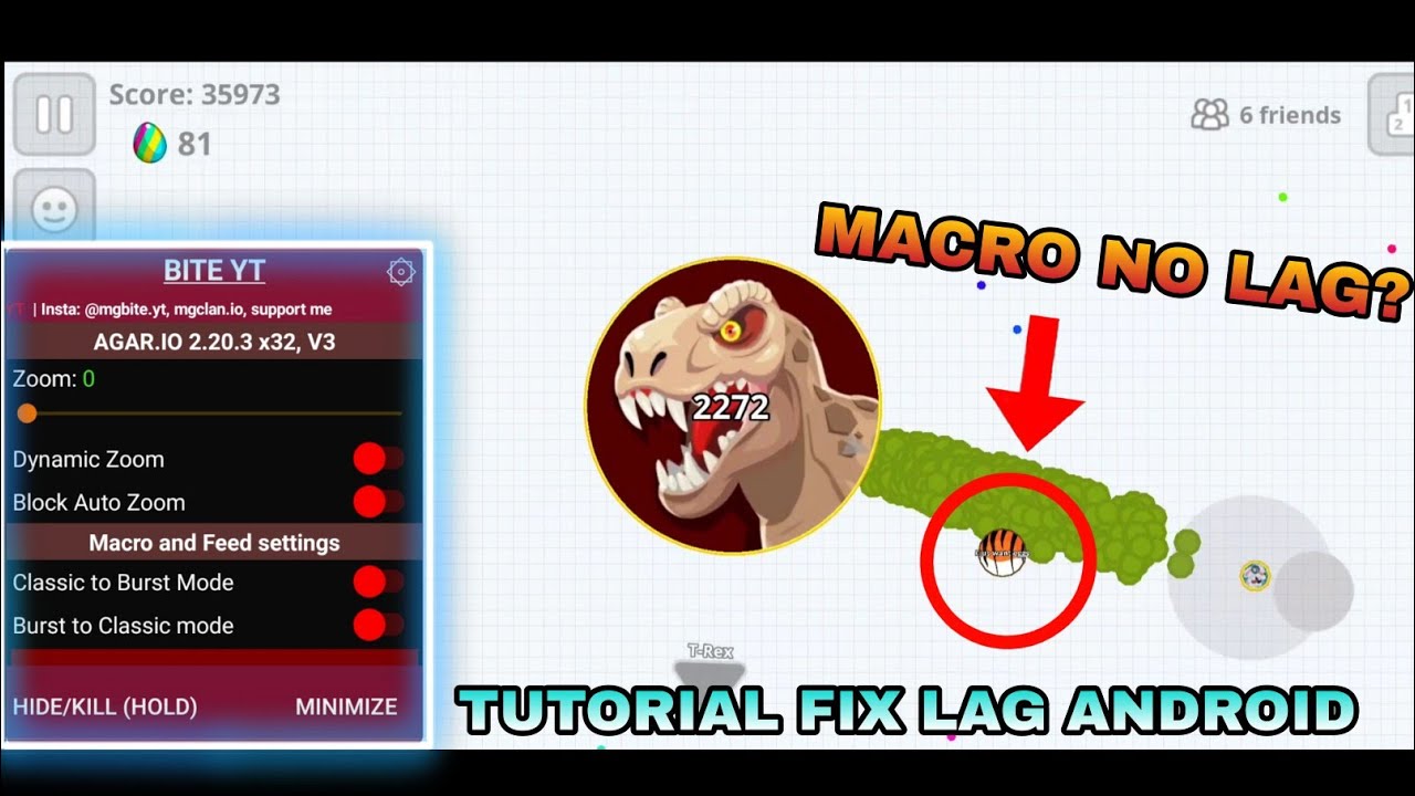 TUTORIAL HOW TO GET MOD MENU BITE V3 2.20.3 AND FIX LAG ANDROID ON AGARIO ( Agar.io Mobile) 