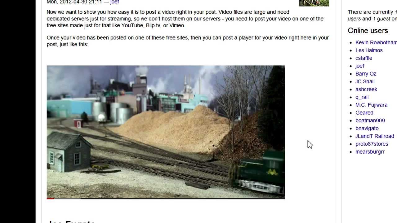 Putting a video in your MRH post Show your Model Railroad videos