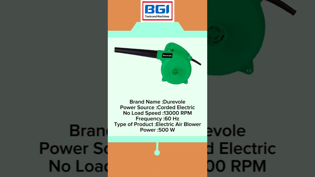 Durevole 500 watt 13000 RPM Electric Air Blower BGI Tools and Machines 
