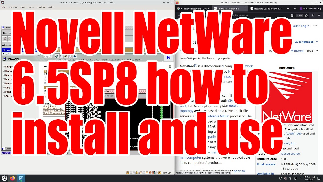 Novell NetWare 6.5 SP8 how to install and use tutorial - November 2024 ...