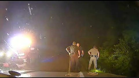 Yamaha YZF bike without tags flees from Texas Highway Patrol-crashes into the woods.