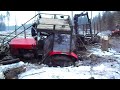 Belarus Mtz 892 forestry tractor  stuck in mud, saving with Mtz 1025