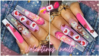 VALENTINES NAILS/ 3D LOVE LETTER NAIL ART 💌💝🎀/ACRYLIC NAILS