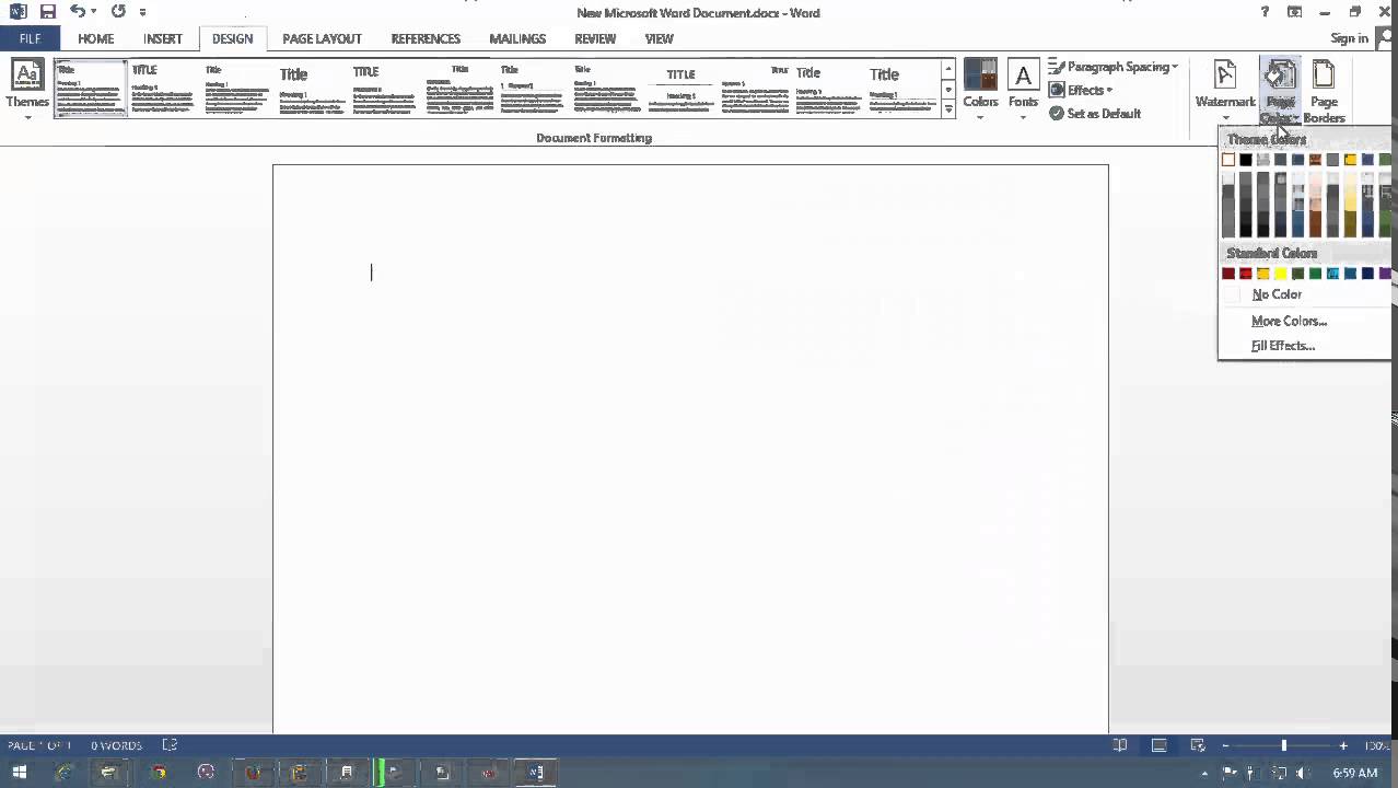 How To Change Page Background Color In Word 2013 or 2010