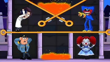 Poppy play time level 181 to 190 solution | Huggy time pull pin puzzle | scary huggy | Android game