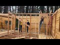 0190 DIY off grid log cabin homestead update. Partition walls and loft