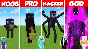 ENDERMAN STATUE HOUSE BUILD CHALLENGE - Minecraft Battle: NOOB vs PRO vs HACKER vs GOD / Animation