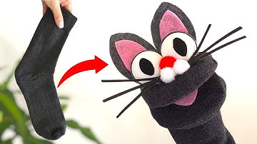 How To Make a Cat Puppet from a Sock 🐱 Easy Craft Idea