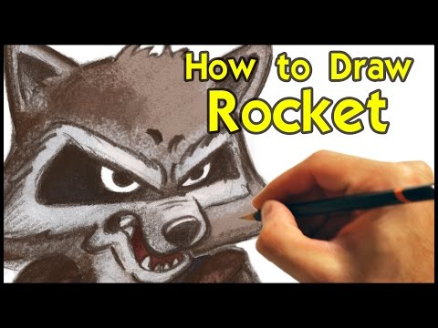 How to draw Rocket Raccoon from Guardians of the Galaxy - Step by Step - Narrated