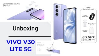 Unboxing Vivo V30 Lite 5G Leather Purple including full complete specifications.