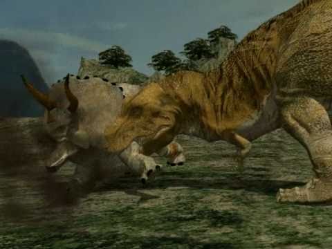 3dcgによるティラノサウルスとトリケラトプスの狩りの様子 Youtube