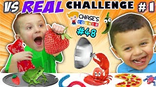 GUMMY vs. REAL FOOD CHALLENGE! LIVE Animals SCARES, PRANKS & FUN (Chase