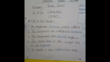 Class 1 | Computer | Ch 5 Fill in the blanks | 21-12-2020